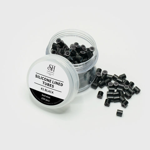 4×4mm Black Silicone Lined Tubes - 250 pieces pack