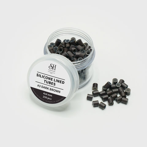 4×4mm Dark Brown Silicone Lined Tubes - 250 pieces pack