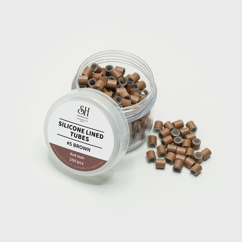 4×4mm Brown Silicone Lined Tubes - 250 pieces pack